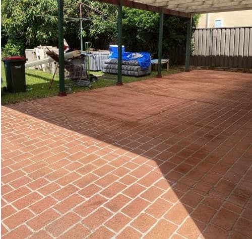 Clean patio after jet washing