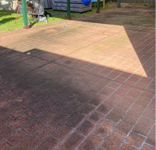 Dirty patio before cleaning